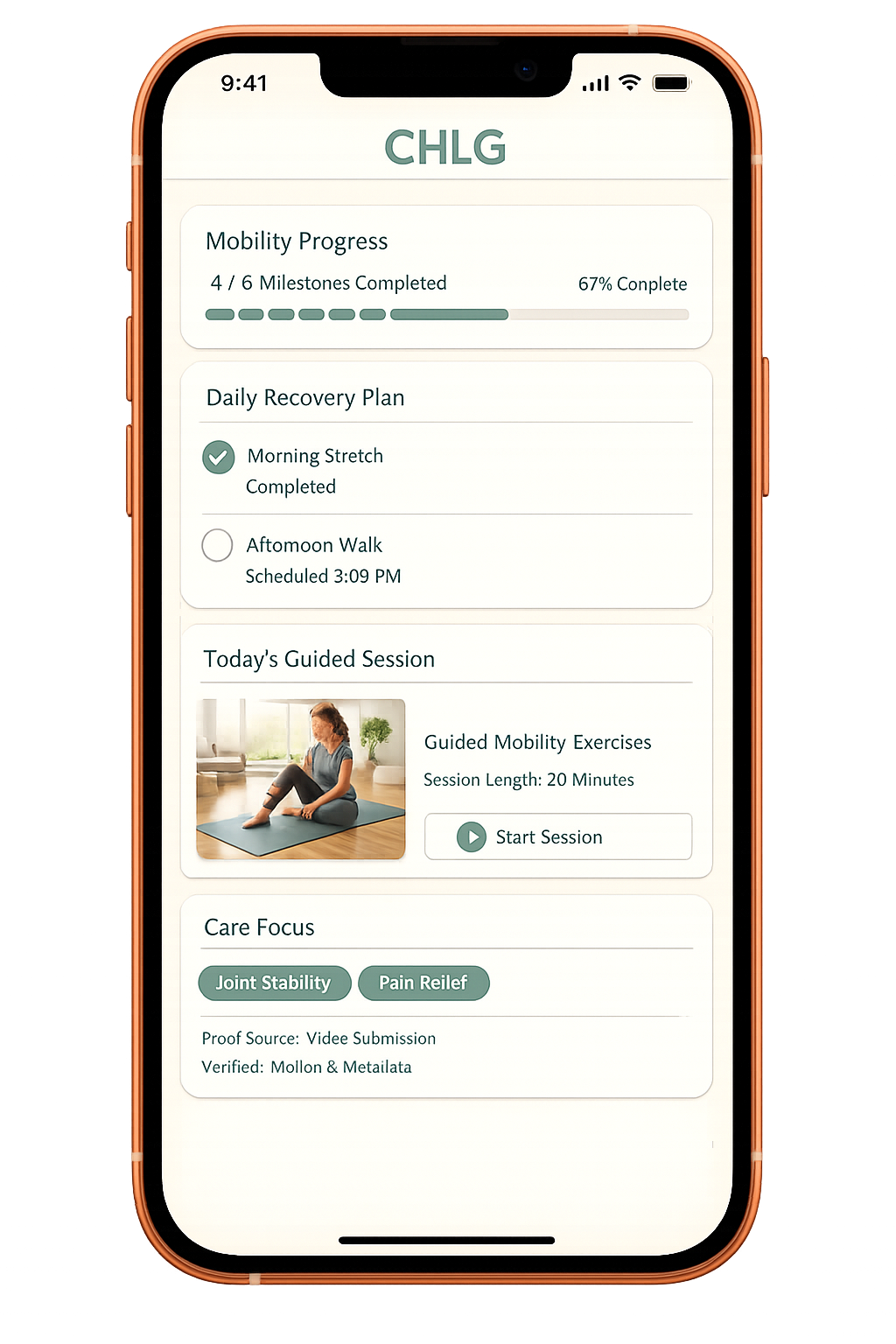 CHLG Health care journey screen