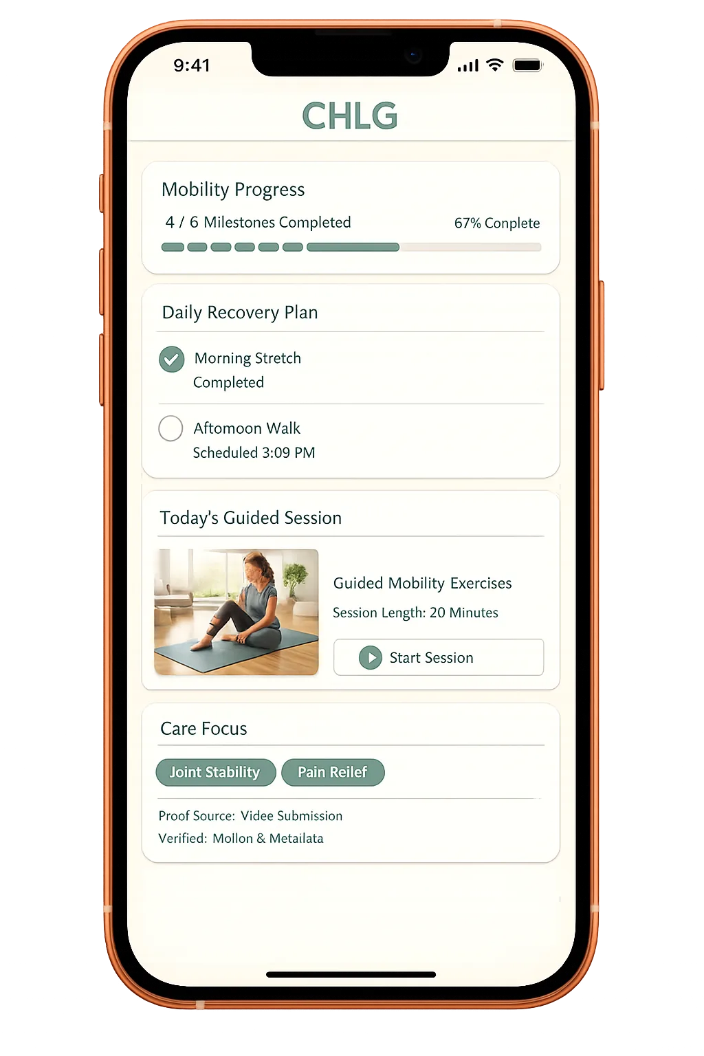 CHLG Health care journey screen