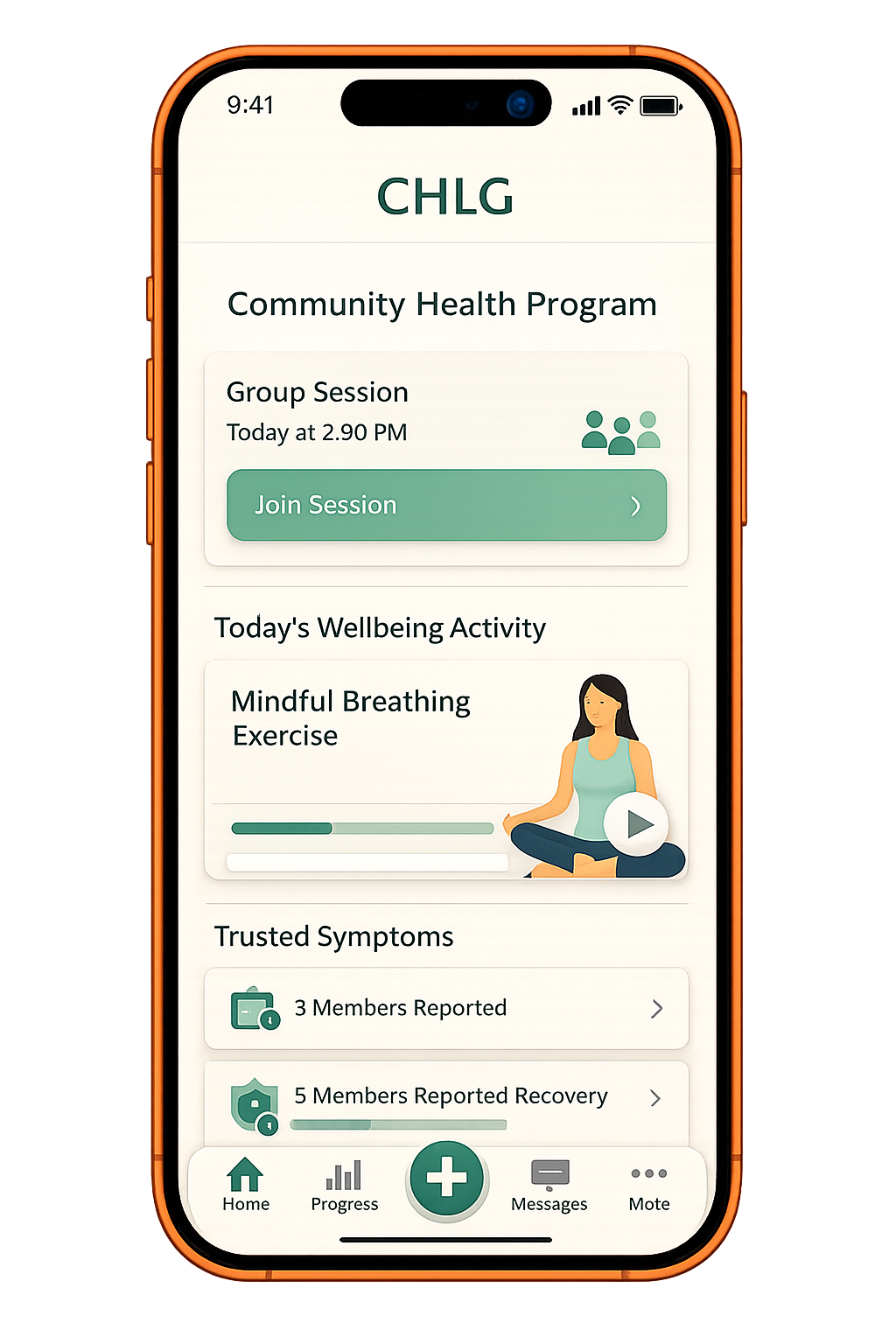 CHLG Health community program screen