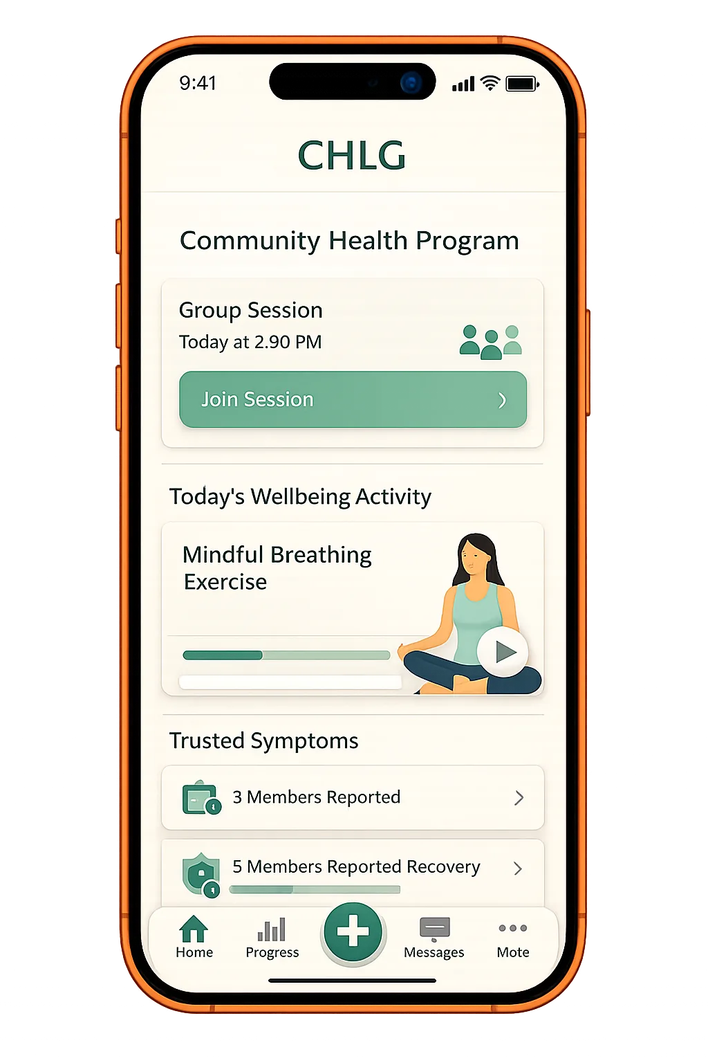 CHLG Health community program screen